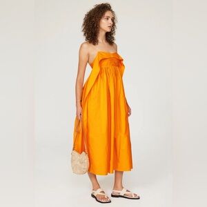 Cecilie Bahnsen Vibrant Orange Midi Dress